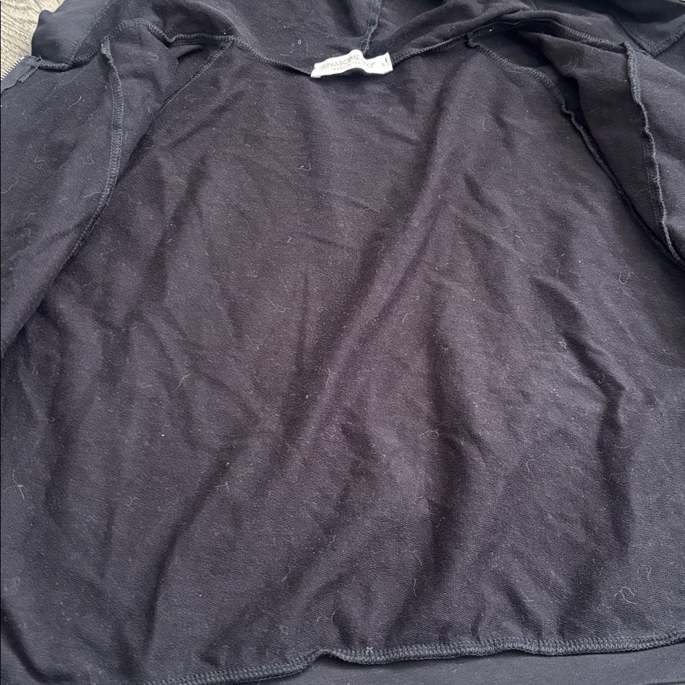 Rinascimento | Black Zip Up Hoodie With Silver Sparkle Accent Size Large - Picture 7 of 9